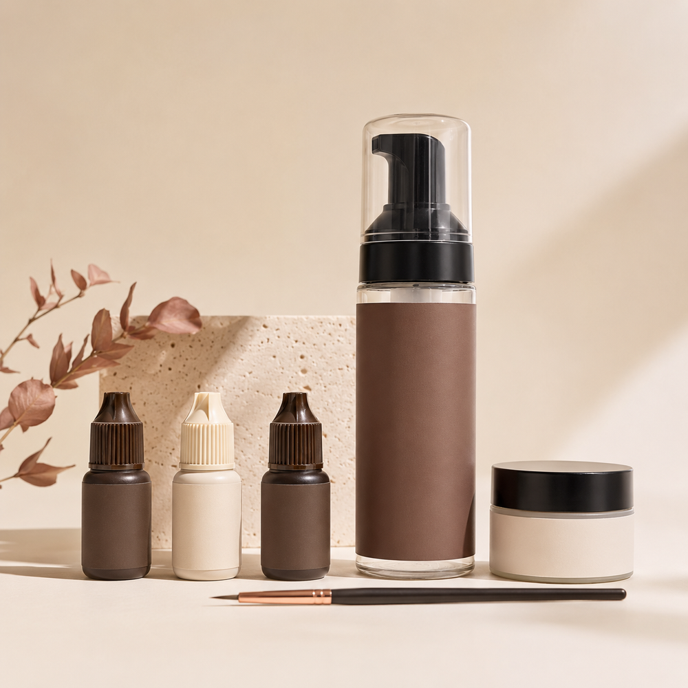 Soft Reason professional lash liquids in cream packaging